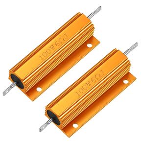 uxcell 2pcs Aluminum Case Resistor 100W 6 Ohm Wirewound Gold for LED Replacement Converter 100W 6RJ