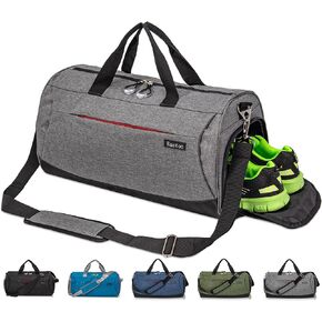 Kuston Sports Gym Bag with Shoes Compartment, Trolley Sleeve and Wet Pocket Gym Duffel Bag Overnight Bag