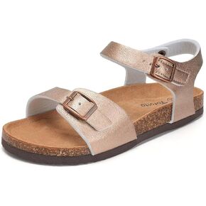 Torotto Girls Boys Sandals with Cork Footbed Adjustable Buckle Causal Slides Sandals Open Toes Flat for Kids Toddler