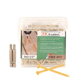 T. K. Excellent Deck Screws 2-1/2 Inch, Wood Screws #9 x 2-1/2"Rust Resistant, 400PCS, Exterior Epoxy Coated, Outdoor Decking Screws, Torx/Star Drive Head Screw