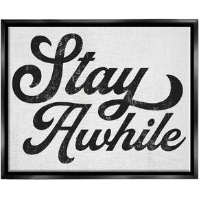 Stupell Industries Stay Awhile Retro Text Casual Vintage Phrase Floating Framed Wall Art, Design By Daphne Polselli