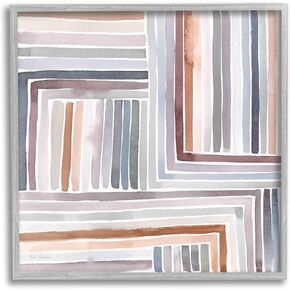 Stupell Industries Structured Geometric Lines Abstract Square Shapes Framed Wall Art, Design by Kristen Brockmon