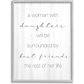 Stupell Industries Best Friend Daughters Birch Pattern Typography Phrase Framed Wall Art, Design By Daphne Polselli