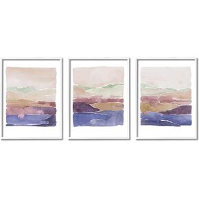 Stupell Industries Abstract Landscape Nature Scene Vivid Rural Hills 3pc set Framed Wall Art, Design by Grace Popp