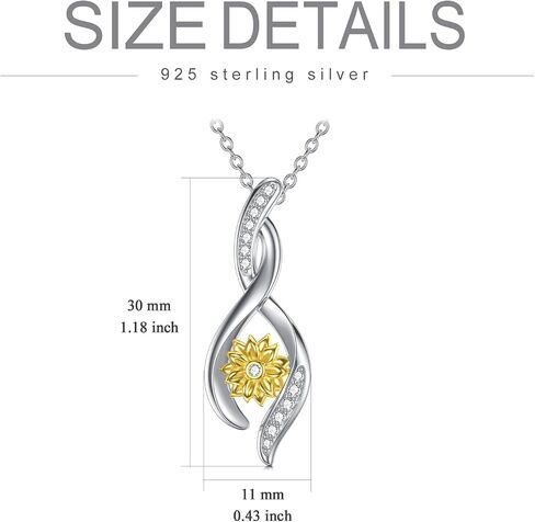 Sunflower Dimonds Necklace for Women, You Are My Sunshine, Natural Dimonds Sterling Silver Infinity Sunflower Pendant Jewelry Gift for Her Wife, Mom, Girls, 18"+2" in Saudi Arabia