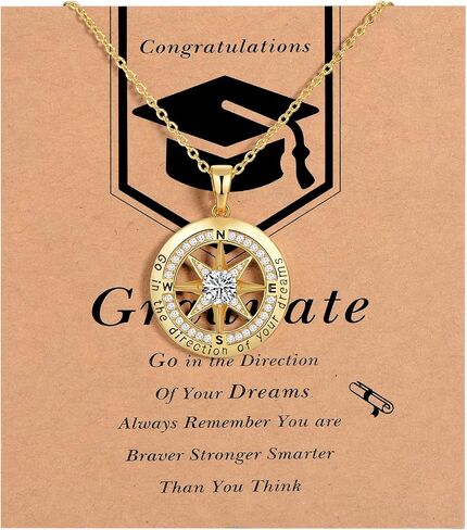Graduation Gifts for Her 2024 Compass Necklace for women Graduation Necklaces for girlfriend High school college Graduation gift for Daughter Granddaughter Students Classmates Friends, Girls Jewelry in Saudi Arabia