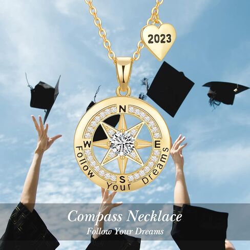Graduation Gifts for Her 2024 Compass Necklace for women Graduation Necklaces for girlfriend High school college Graduation gift for Daughter Granddaughter Students Classmates Friends, Girls Jewelry in Saudi Arabia
