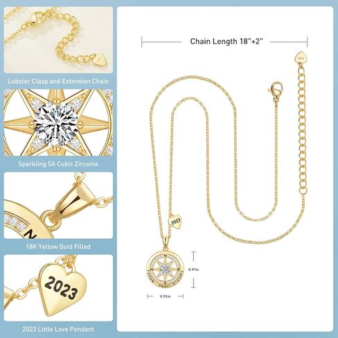 Graduation Gifts for Her 2024 Compass Necklace for women Graduation Necklaces for girlfriend High school college Graduation gift for Daughter Granddaughter Students Classmates Friends, Girls Jewelry in Saudi Arabia