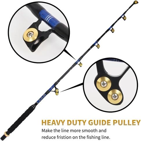 Topline Tackle 2-Piece Straight/Bent Butt Trolling Fishing Rod for Saltwater, Offshore Heavy Duty Rod, Conventional Boat Fishing Pole with Swivel Tip in Saudi Arabia