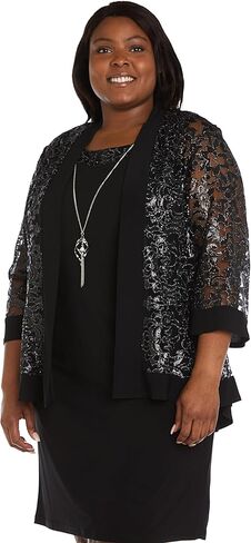 R&M Richards Women's Formal Glitter Sequined Jacket Dress in Saudi Arabia