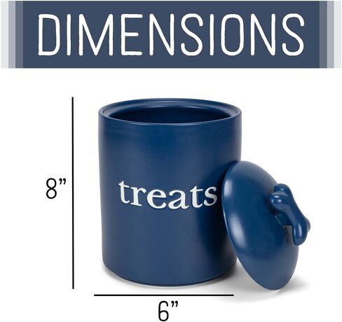 Nat & Jules Treats Navy Blue 8 x 6 Ceramic Pet Treats Canister in Saudi Arabia