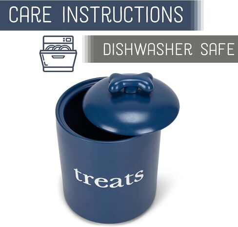 Nat & Jules Treats Navy Blue 8 x 6 Ceramic Pet Treats Canister in Saudi Arabia