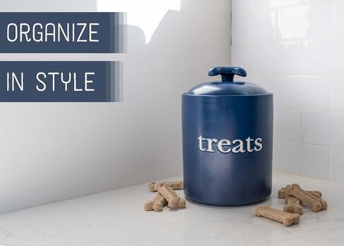 Nat & Jules Treats Navy Blue 8 x 6 Ceramic Pet Treats Canister in Saudi Arabia