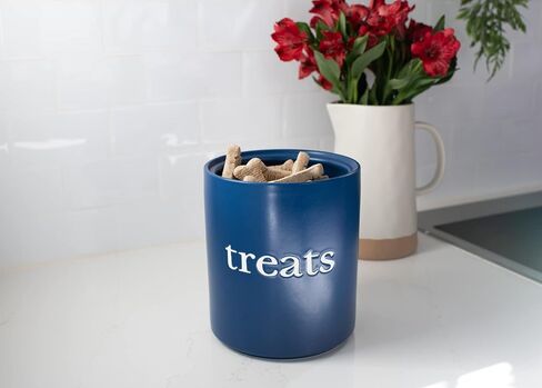 Nat & Jules Treats Navy Blue 8 x 6 Ceramic Pet Treats Canister in Saudi Arabia