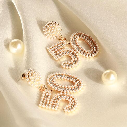 أقراط عيد ميلاد للنساء، ملابس عيد ميلاد للنساء، هدايا عيد ميلاد للنساء، أقراط ألماس مطرزة باللؤلؤ للنساء in Kuwait