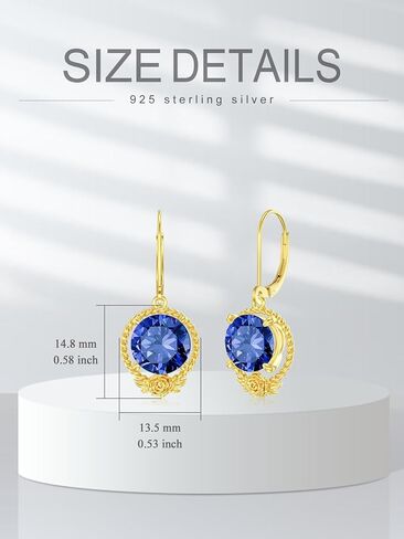 Dorunmo Birthstone Earrings for Women 925 Sterling Silver Dangle Drop Earrings Jewelry Christmas Gifts for Women Girls in Kuwait