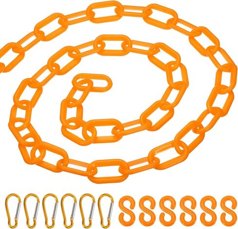 PATIKIL 13Ft Plastic Chain Barrier, Safety Link Chain Stanchion with 6 S-Hooks and 6 Clips for Crowd Control at Driveway Elevator Parking Lot, Yellow in Saudi Arabia