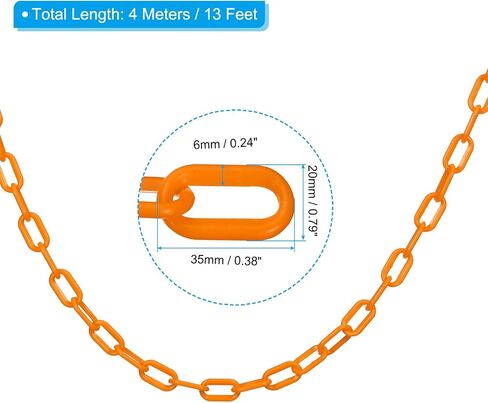 PATIKIL 13Ft Plastic Chain Barrier, Safety Link Chain Stanchion with 6 S-Hooks and 6 Clips for Crowd Control at Driveway Elevator Parking Lot, Yellow in Saudi Arabia