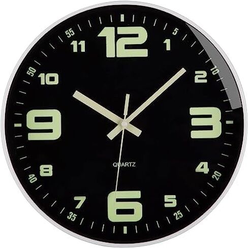 kinatime Wall Clocks Battery Operated - Glow in The Dark Wall Clock Non-tick 12 inch Silent Wall Clock for Bedroom Living Room and Office Decor in Saudi Arabia