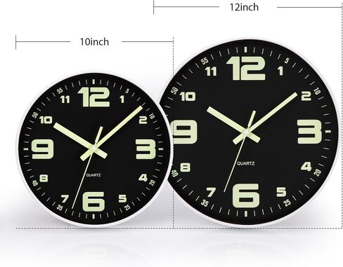 kinatime Wall Clocks Battery Operated - Glow in The Dark Wall Clock Non-tick 12 inch Silent Wall Clock for Bedroom Living Room and Office Decor in Saudi Arabia
