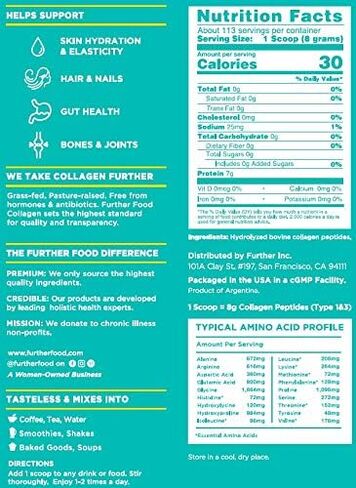 Further Food Collagen Peptides Powder Supplement, 113 Servings (32oz) in Saudi Arabia