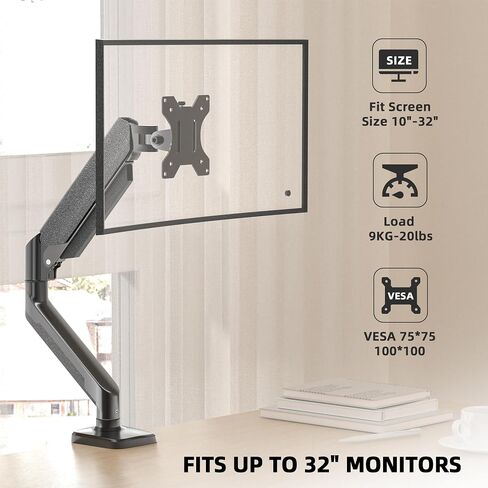Curved Monitor Arm Full-Motion - Swivel Tilt Rotation Height Adjustable Monitor Mount Carry up to 20lbs Support 17",19",21",22",24",27",32" Ultrawide 34 inch Curved Screen in Saudi Arabia
