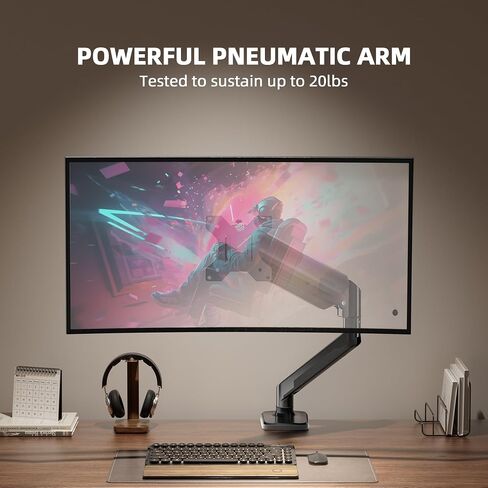 Curved Monitor Arm Full-Motion - Swivel Tilt Rotation Height Adjustable Monitor Mount Carry up to 20lbs Support 17",19",21",22",24",27",32" Ultrawide 34 inch Curved Screen in Saudi Arabia