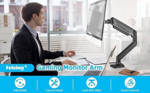 Curved Monitor Arm Full-Motion - Swivel Tilt Rotation Height Adjustable Monitor Mount Carry up to 20lbs Support 17",19",21",22",24",27",32" Ultrawide 34 inch Curved Screen in Saudi Arabia