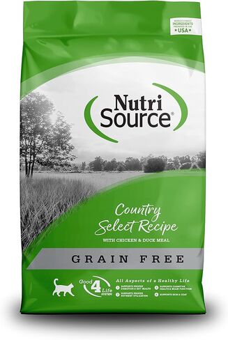 NutriSource Country Select طعام القطط الخالي من الحبوب، مصنوع من الدجاج والبط، 2.2 رطل، طعام جاف للقطط in Kuwait