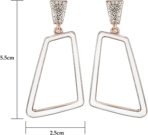 Yoursfs Clip On Earrings For Women 18K Gold Plated White Enamel Long Drop Dangle Geometric Earrings Non Pierced in Saudi Arabia