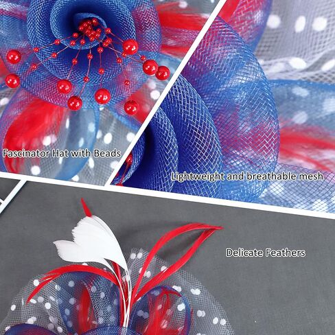 قبعة رائعة للنساء لحفلات الشاي، أغطية رأس لحفلات الشاي الفاخرة، مشبك شعر من الريش الشبكي على شكل زهرة in Kuwait