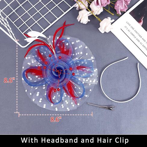 قبعة رائعة للنساء لحفلات الشاي، أغطية رأس لحفلات الشاي الفاخرة، مشبك شعر من الريش الشبكي على شكل زهرة in Kuwait