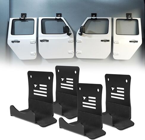 Wall-Mounted Offroad Door Storage Hangers,Door Hanger Bracket Hook 4-PCS Compatible with 1956-2023 Jeep Wrangler CJ YJ TJ JK JKU JL JLU LJ JT in Saudi Arabia