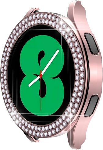 Compatible for Galaxy Watch 5 40mm 44mm Double Row Diamond PC Plating Bumper Bling Case Crystal Diamonds Shiny Glitter Frame Hard Protective Cover for Galaxy Watch 4 40mm 44mm (40mm, Silver) in Kuwait
