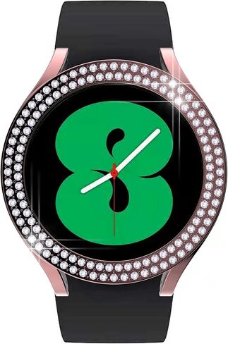 Compatible for Galaxy Watch 5 40mm 44mm Double Row Diamond PC Plating Bumper Bling Case Crystal Diamonds Shiny Glitter Frame Hard Protective Cover for Galaxy Watch 4 40mm 44mm (40mm, Silver) in Kuwait