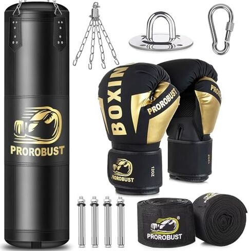 Prorobust Punching Bag for Adults, 4ft Oxford Heavy Boxing Bag Set with 12oz Gloves for MMA Kickboxing Boxing Karate Home Gym Training (Unfilled) in Kuwait