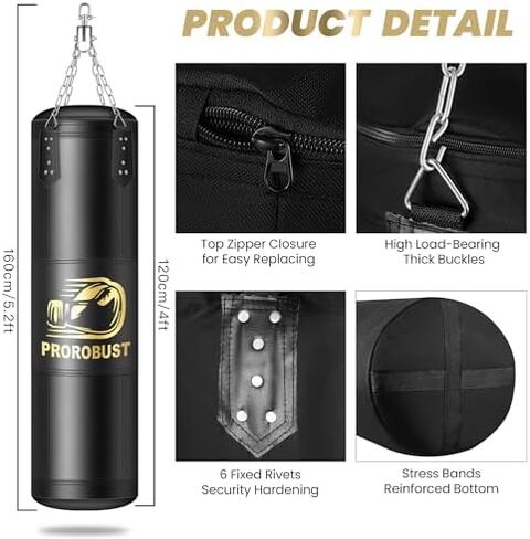 Prorobust Punching Bag for Adults, 4ft Oxford Heavy Boxing Bag Set with 12oz Gloves for MMA Kickboxing Boxing Karate Home Gym Training (Unfilled) in Kuwait