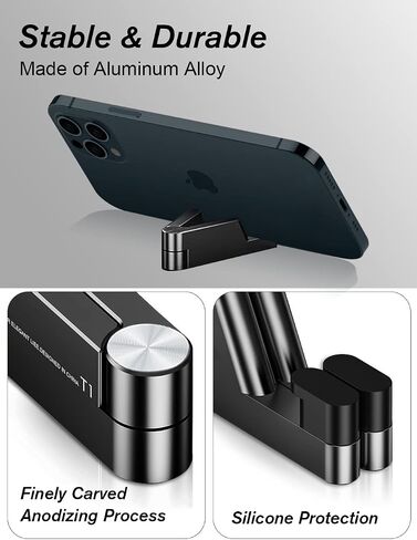 MONEER Cell Phone Stand, Phone Stand for Desk, Foldable & Portable iPhone Stand, Phone Holder Stand Compatible with All Mobile Phone, iPhone, iPad Mini, Tablet 4-10.5" (Black) in Saudi Arabia