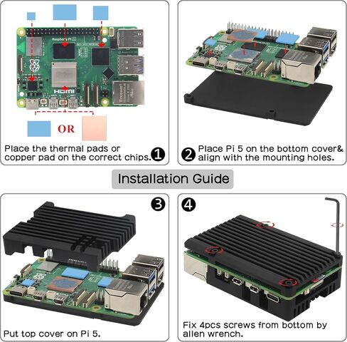 Geekworm Aluminum Passive Cooling Armor Heatsink Case for Raspberry Pi 5 Computer in Saudi Arabia