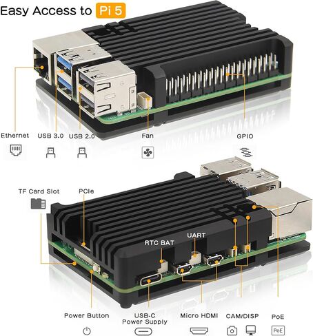 Geekworm Aluminum Passive Cooling Armor Heatsink Case for Raspberry Pi 5 Computer in Saudi Arabia