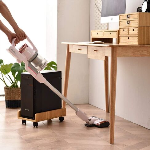 KIRIGEN Wood Computer Tower Stand with Wheels, Rolling PC Cart, Natural in Kuwait
