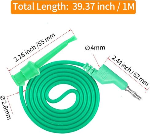 Makeronics 5 قطع من قابس الموز إلى مجموعة كابل خطاف اختبار Minigrabber | قابس موز قابل للتكديس 4 مم | 39.37 بوصة /1 متر أسلاك اختبار كهربائية مرنة 500 فولت/5 أمبير | 5 ألوان | 2 قطعة من مشابك التمساح in Kuwait