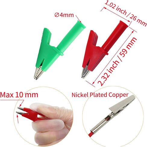 Makeronics 5 قطع من قابس الموز إلى مجموعة كابل خطاف اختبار Minigrabber | قابس موز قابل للتكديس 4 مم | 39.37 بوصة /1 متر أسلاك اختبار كهربائية مرنة 500 فولت/5 أمبير | 5 ألوان | 2 قطعة من مشابك التمساح in Kuwait