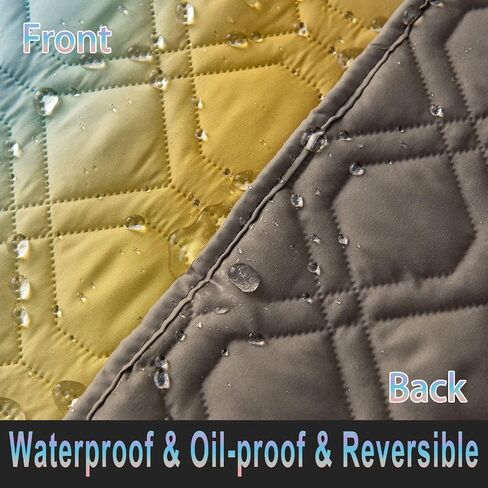 Waterproof Chair Covers 23 Inch Reversible Sofa Covers Reusable Printing Covers for Living Room Small Couch Cover for Single Seat Furniture Protector Geometric Patchwork Rainbow Ombre+Gray in Kuwait