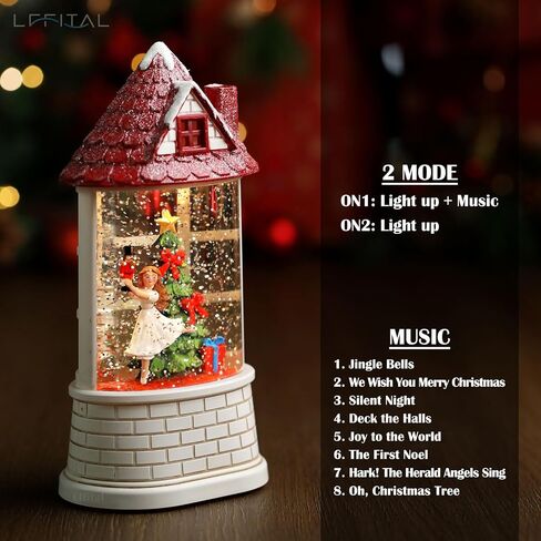 Christmas Snow Globe Ballerina Nutcracker Snow Globe Lantern with Music Glittering Lighted Christmas Tree and Clara Snow Globe Table Decoration for Girls,USB and Battery Operated, 8.2" in Saudi Arabia