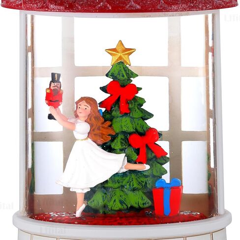 Christmas Snow Globe Ballerina Nutcracker Snow Globe Lantern with Music Glittering Lighted Christmas Tree and Clara Snow Globe Table Decoration for Girls,USB and Battery Operated, 8.2" in Saudi Arabia