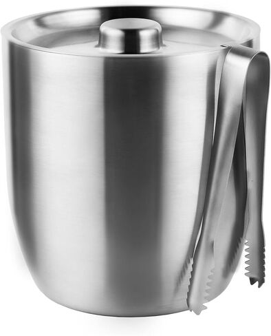 Tiken 3L Double-Wall Vacuum Insulated Ice Bucket with Lid & Tong Stainless Steel Champagne Buckets for Cocktail Bar, Parties & Outdoor in Saudi Arabia