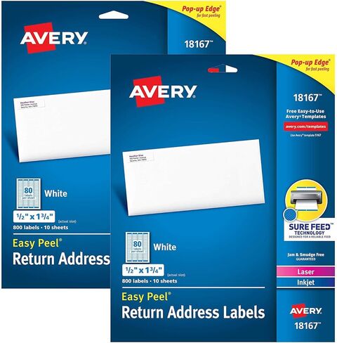 ملصقات بريدية بيضاء من Avery 18167 18167، 10 ورقات in Saudi Arabia