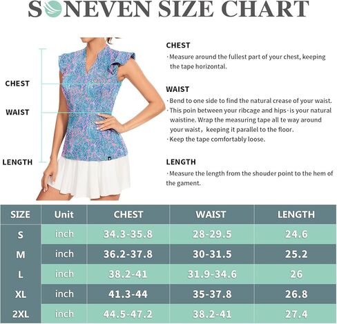 Soneven Womens Ruffle Sleeve Golf Polo Shirts Moisture Wicking Print Work Blouses in Saudi Arabia