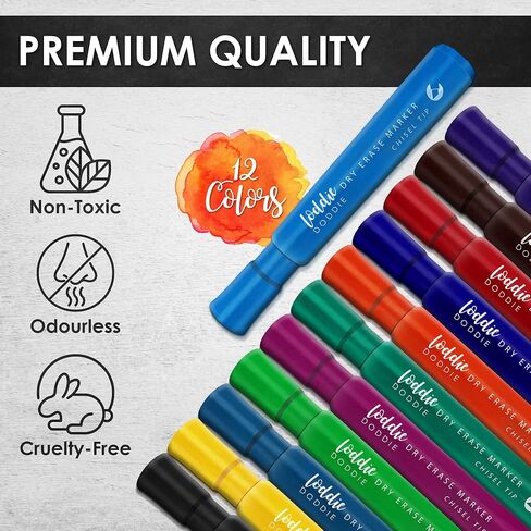 36 قلم تلوين جاف للمسح الجاف من Loddie Doddie، 14 لونًا ساطعًا وجريءًا فريدًا، طرف إزميل، رائحة منخفضة، غير سامة in Kuwait